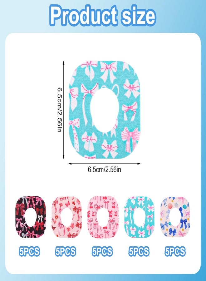 XIHIRCD 25pcs Sensor Covers for Dexcom G7, Waterproof Sensor Patches Cute Pink Bow-Knot Style Patch Adhesive Over Sticker Overpatch Accessories Compatible with Dexcom G7 - Image 2